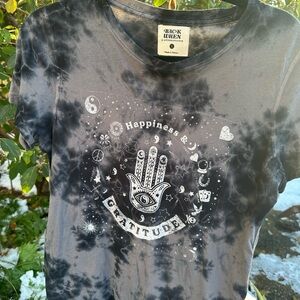 Back When by Anthropologie -Black Tie-Dye Shirt with Graphic Print